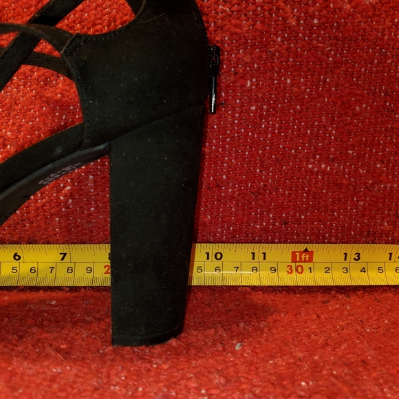 Christian Siriano vintage 2000s black faux suede block heel D'Orsay pump - Picture 4 of 12